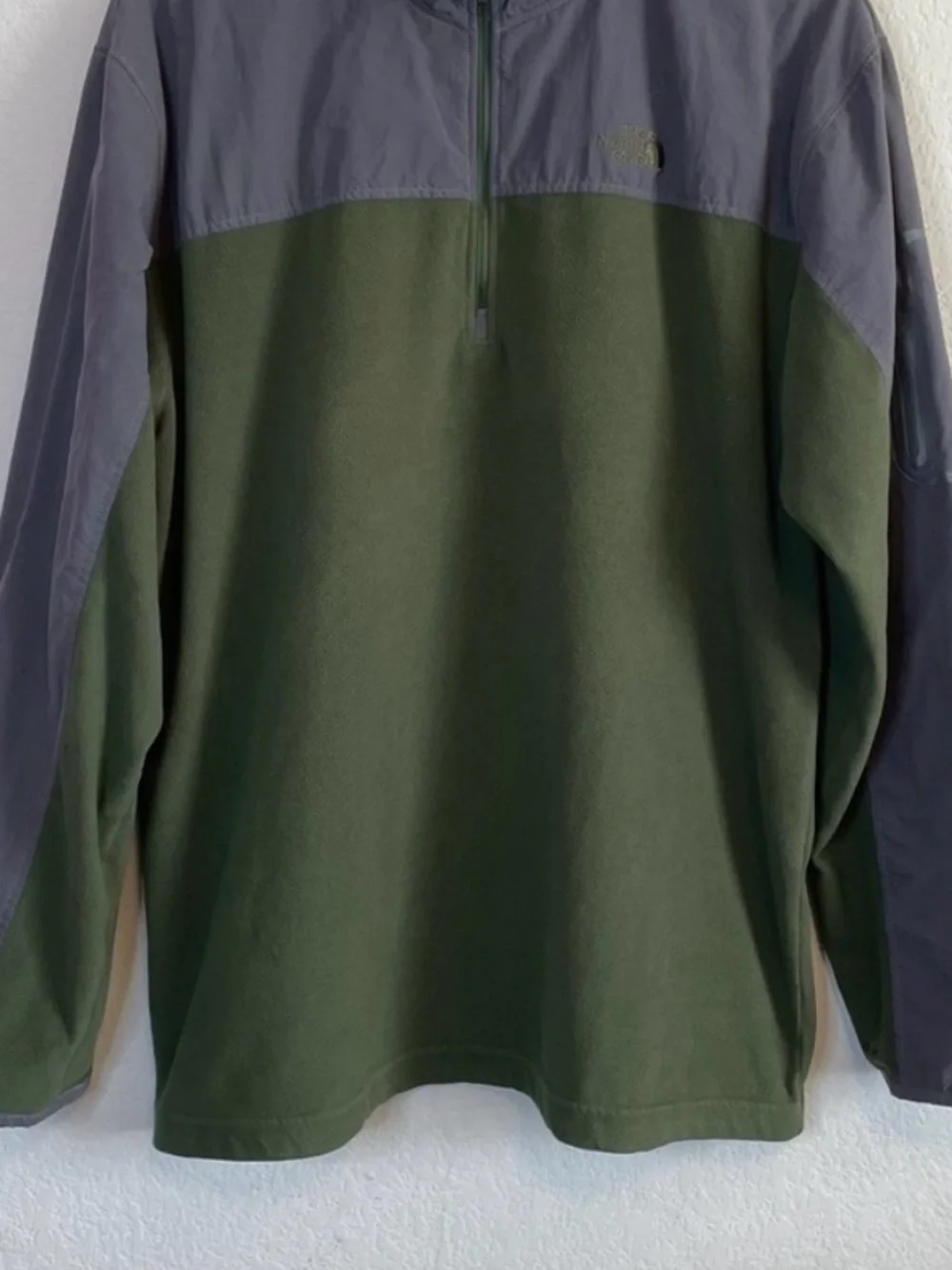 The North Face Men’s 1/4 Zip Fleece Jacket Green Gray Outdoor Hiking Pullover XL